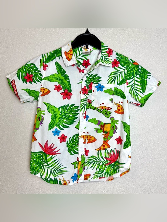 Nickelodeon Other - NickelodeonTeenage Mutant Ninja Turtles Hawaiian Shirt Youth Small 6/7 Button Up